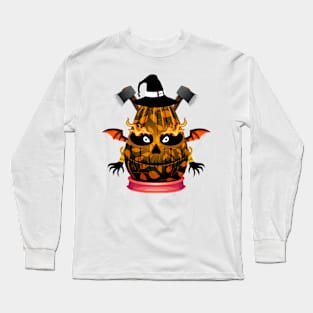 Spooky Halloween Pumpkin Head Long Sleeve T-Shirt